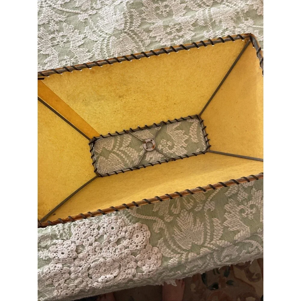 Vintage Mid Century Laced Lampshade Small Rectangle Rustic